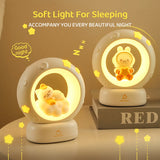 Gaeaspace  -  3Style Moon Night Light Cute Rabbit Cat Panda Lamps Room Bedside Decoration USB Rechargeable Kawii Animal Gift Warm Soft Light