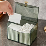 Gaeaspace  -  Clear Q Tips Holder Cotton Pads Holder Cotton Balls Swab Holder Container with Lid 2 Grid Makeup Pad Box Cosmetic Storage Case