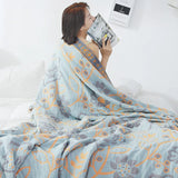 Gaeaspace  -  Four-layer Gauze Cotton Towel Thin Blanket Four Seasons Single and Double Nap Children and Adults Air Conditioning Cool Blanket