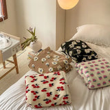 Gaeaspace  -  INS Daisy Jacquard Cherry Strawberry Cashmere Blanket Winter Warm Throw Blanket Cover Bedspread Gift