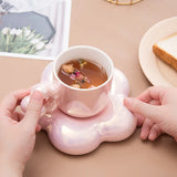 Gaeaspace  -  Ceramic coffee cups and exquisite mugs and saucers set girls' high-value cherry blossom cups are luxurious and luxurious.