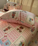 Gaeaspace  -  Cute cartoon bear bedding set teen girl,twin full queen king lovely vintage cotton home textile bed sheet pillowcase quilt cover