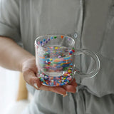 Gaeaspace  -   Shining Fairy Double Layer Quicksand Water Cup Big Ear Coffee Breakfast Heat Insulation Bubble Sequin Creative Glass