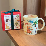 Gaeaspace  -  Christmas New Year gift box ceramic cartoon graffiti mug birthday gift cute coconut small animal water Cup coffee cup