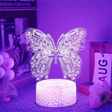 Gaeaspace  -  1pc Butterfly 3D Night Light, 3D Optical Illusion Lamp With Touch, 7-Color Changing Ambient Light For Bedroom