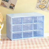 Gaeaspace  -  Desktop 9 Grid Storage Boxes Organizer Transparent Small Drawer Partitioned Student Desk Wall-mounted Sundries Storage Box Cute