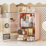 Gaeaspace  -  Dustproof Cosmetics Storage Box Desktop Large Capacity Skincare Products Makeup Organizer Household Light Luxury Dresser Shelf