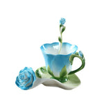 Gaeaspace  -  Chinese Colorful Ceramic Coffee Cup Saucer Enamel Flower Mug Wedding Gift Creative Afternoon Camellia Tea Cup Breakfast Milk Mug