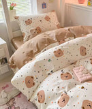 Gaeaspace  -  Cute bear polka dot brown bedding set single double,twin full queen king cotton home textile bed sheet pillow case quilt cover