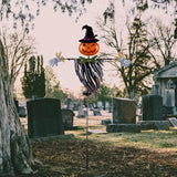 Gaeaspace  -  Halloween Ghost Lulu Home Halloween Yard Stake, 46.4" Solar Lighted Metal Pumpkin Head Scarecrow Stake, Outdoor Decoration Gard