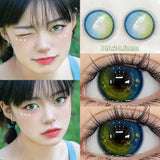 Gaeaspace  -  1 Pair/2pcs Prescription Contact Lenses for Eyes Myopia Eye Color Lenses With Diopters Blue Green Natural Lenses Pupils