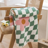 Gaeaspace  -  Korean Style Fresh Style Plaid Sea Half-side Velvet Casual Blanket Office Nap Knitted Multipurpose Sofa Bed End Blanket