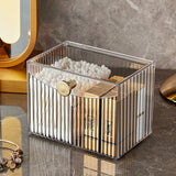 Gaeaspace  -  Clear Q Tips Holder Cotton Pads Holder Cotton Balls Swab Holder Container with Lid 2 Grid Makeup Pad Box Cosmetic Storage Case