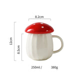 Gaeaspace  -  1pc 300ml Red Lid Creative Mushroom Shaped Coffee Mugs Fine Ceramic Milk Cup with Handle Birthday Gift for Women Mom Drinkware