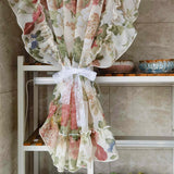 Gaeaspace  -  American Pastoral Flowers Ruffled Lace Tulle Curtains French Retro  Sheer Short Curtain For Living Room Bedroom Kitchen Custom