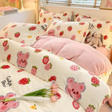 Gaeaspace  -  Winter Warm Plush Duvet Cover Set Queen Bedding Sets Comforter Cover Cartoon Quilt Cover Sheet Pillowcase 4pcs Luxury Bed Linens