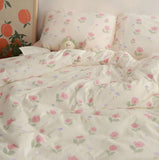 Gaeaspace  -  Romantic sweet pink flower bedding set 1.5 1.8 2.0,full queen king knit cotton home textile bed sheet pillow case quilt cover