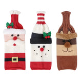 Gaeaspace  -  Christmas Santa Knitted Wine Bottle Case Elk Snowman Red Wine Champagne Bottle Cloth Merry Christmas Decor Happy New Year