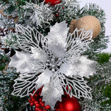 Gaeaspace  -  (10pcs) Artificial Christmas Tree Flower Glitter Decorations Xmas Ornaments New Year Gift