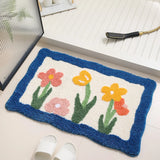 Gaeaspace  -  Floral Tufting Bathroom Mat Soft Tulip Bedside Foot Carpet Rug Floor Pad Bedroom Doormat Aesthetic Home Room Tidy Decor