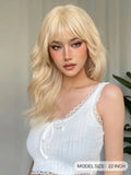 Gaeaspace  -  Long Curly Blonde Synthetic Wig with Bangs,Long Blonde Wig,Natural Looking Cosplay wigs for women human hair