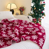 Gaeaspace  -  Christmas Knitted Blanket Soft Warm Snowflake Throw Blanket Lightweight Blanket Couch Sofa Office Bed Cover Camping Travelling