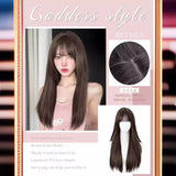 Gaeaspace  -  Long Straight Wig for Women Natural Black Lolita Wig with Bangs Heat Resistant Fiber Hair for Cosplay Daily Use wigs