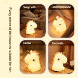 Gaeaspace  -  unicorn Cute Silicone LED Night Light For Kids children USB Rechargeable Cartoon Animal bedroom decor Touch Night Lamp for gifts