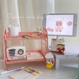 Gaeaspace  -  Ins Cute Room Storage Organizer Storage Rack Kawaii 2 Layer Desktop Cosmetic Jewelry Storage Rack Bathroom Rack Storage Shelf