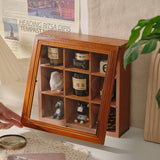 Gaeaspace  -  Vintage Desktop Jewelry Storage Box Household Solid Wood Desktop 9 Grids Figure Jewelry Storage Organization Rack