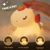 Gaeaspace  -  Unicorn Night Light Cute Silicone Night Light Creative Pat Lamp Touch USB Charging Cartoon Bedroom Decor Children Birthday Gift