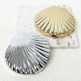 Gaeaspace  -  Shell Shaped Double Sided Makeup Mirror, Silver and Gold Shell Mirror, 1X/2X Folding Hand Mirror