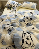 Gaeaspace  -  Cute cartoon cat spot bedding set child teen,twin full queen king lovely cotton home textile bed sheet pillow case quilt cover