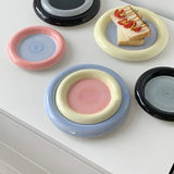 Gaeaspace  -  Korean Flat Plate Hand Paint Jewelry Storage Tray Dessert Plate Fruit Storage Cute Dish Ceramic Plates Candy Flat Bowl