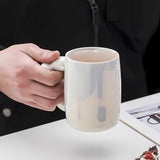 Gaeaspace  -  Pearl White Mugs Coffee Cups Ceramic Ins Korean Style Bubble Handgrip Coffee Cup for Breakfast Milk Juice Tea Cup Microwave Safe