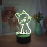 Gaeaspace  -  1pc  Cat  3D Night Light, 3D Optical Illusion Lamp With Touch, 7-Color Changing Ambient Light For Bedroom