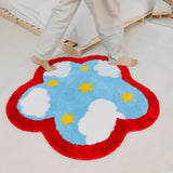 Gaeaspace  -  Nordic Tufting Sky Star Living Room Carpet Soft Flower Shape Children Play Pad Anti-slip Rug Mat Kawaii Home Tidy Decor 90x90cm