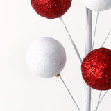 Gaeaspace  -  1pc Red White Ball Bouquet Striped Wool Branches Christmas Ornaments Home Cuttings New Year Gifts Christmas Decoration Navidad