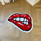 Gaeaspace  -  Red Lips Tufted Rug Soft Good Carpet Bathroom Floor Pad Kids Room Bedroom Anti Slip Doormat Aesthetic Home Winter Warm Decor