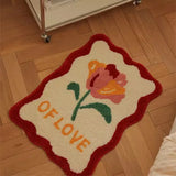 Gaeaspace  -  Tufting Chinese Red Style Bathroom Mat Soft Bedroom Rug Heart Shape Carpet Bathmat Anti Slip Floor Pad Doormat Home Room Decor