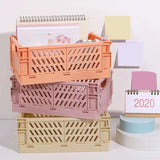 Gaeaspace  -  Creative Foldable Storage Boxes Student Desktop Collapsible Crate Organizer Tape Stationery Cosmetic Rack Folding Storage Basket