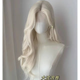 Gaeaspace  -  New Curly Wavy White Wig Synthetic Hair Middle Part Long White Cosplay Wig Long Wigs for Women Synthetic Lace Front Wig