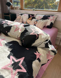 Gaeaspace  -  SWEET cool star pink black bedding set kid teen girl,twin full queen king cotton home textile bed sheet pillow case quilt cover