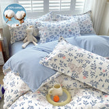 Gaeaspace  -  Bedding Set with Flowers, 100% Cotton, Skin Friendly, Breathable, Duvet Cover, 2Pcs Pillowcase,No Bed Sheet