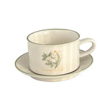 Gaeaspace  -  380ML Coffee Cups Saucer Set Retro Ceramic with Handle Lily of The Valley  Luxury Afternoon Tea Cup and Saucer Milk Mocha Cup