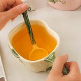 Gaeaspace  -  Pumpkin Ceramic Cup and Spoon Set Cute Elegant Style Mug 300ml for Girls' Afternoon Tea Breakfast Juice Milk Cup X'mas Gift