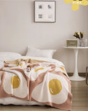 Gaeaspace  -  Simple Cartoon Fried Egg Thickened Blanket, Half Velvet Blanket, Multifunctional Sofa, Bed Tail Cover, Casual Shawl, Class A