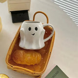 Gaeaspace  -  Cute Ghost Water Cup Breakfast Milk Cup Creative Ceramic Mug Afternoon Tea Coffee Cup Household Drinking Halloween Gift