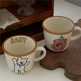 Gaeaspace  -  300ml Bear Dog Ceramic Cups Ceramic Funny Cartoon Animal Tea Milk Cup Girl Heart Cartoon Mug Couple Breakfast Water Cup Milk Cup