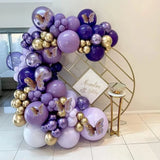 Gaeaspace  -  139Pcs Purple Balloon Garland Kit Dark Gold Arch Lavender Light Macaron Purple Latex for Baby Girl Princess Party Birthday Decor